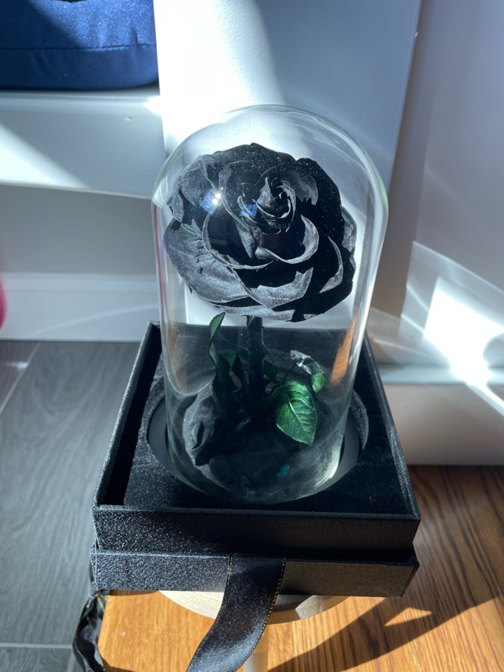 NATROSES Handmade Preserved Black Rose in Glass Dome New in Box - Picture 3 of 12